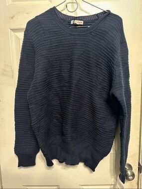 Pulse Navy Ribbed Crewneck Sweater